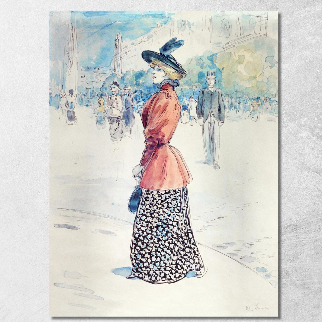 Elegante Su Un Viale Henry Somm hmm9 quadro stampato su tela Elegante Su Un Viale Henry Somm hmm9 quadro stampato su tela