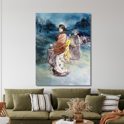 Corteo Di Personaggi In Costume Giapponese Henry Somm hmm12 quadro stampato su tela