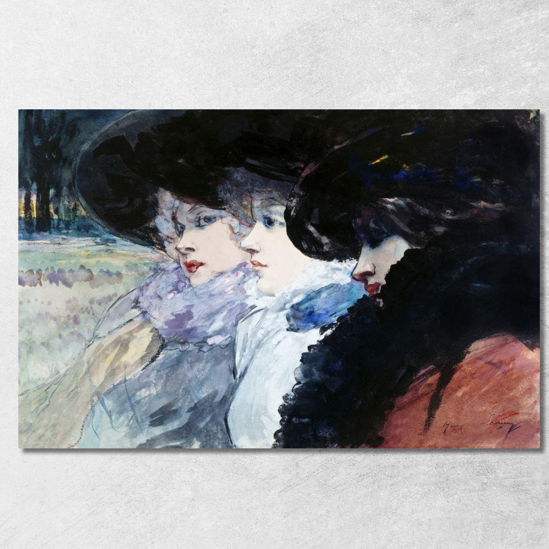 Tre Donne Di Profilo Henry Somm hmm13 quadro stampato su tela Tre Donne Di Profilo Henry Somm hmm13 quadro stampato su tela
