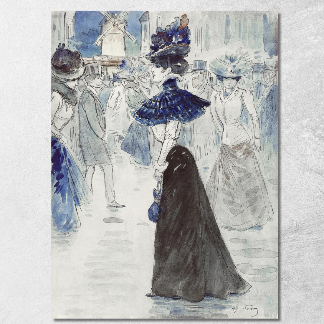 Camminatori Davanti Al Moulin Rouge Place Blanche Attuale 18° Arrondissement Henry Somm hmm16 quadro stampato su tela Camminatori Davanti Al Moulin Rouge Place Blanche Attuale 18° Arrondissement Henry Somm hmm16 quadro stampato su tela