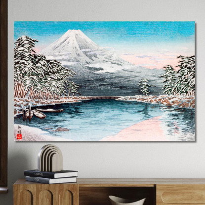 Monte Fuji Dalla Scena Innevata Di Tagonoura Hiroaki Takahashi htk25 quadro stampato su tela