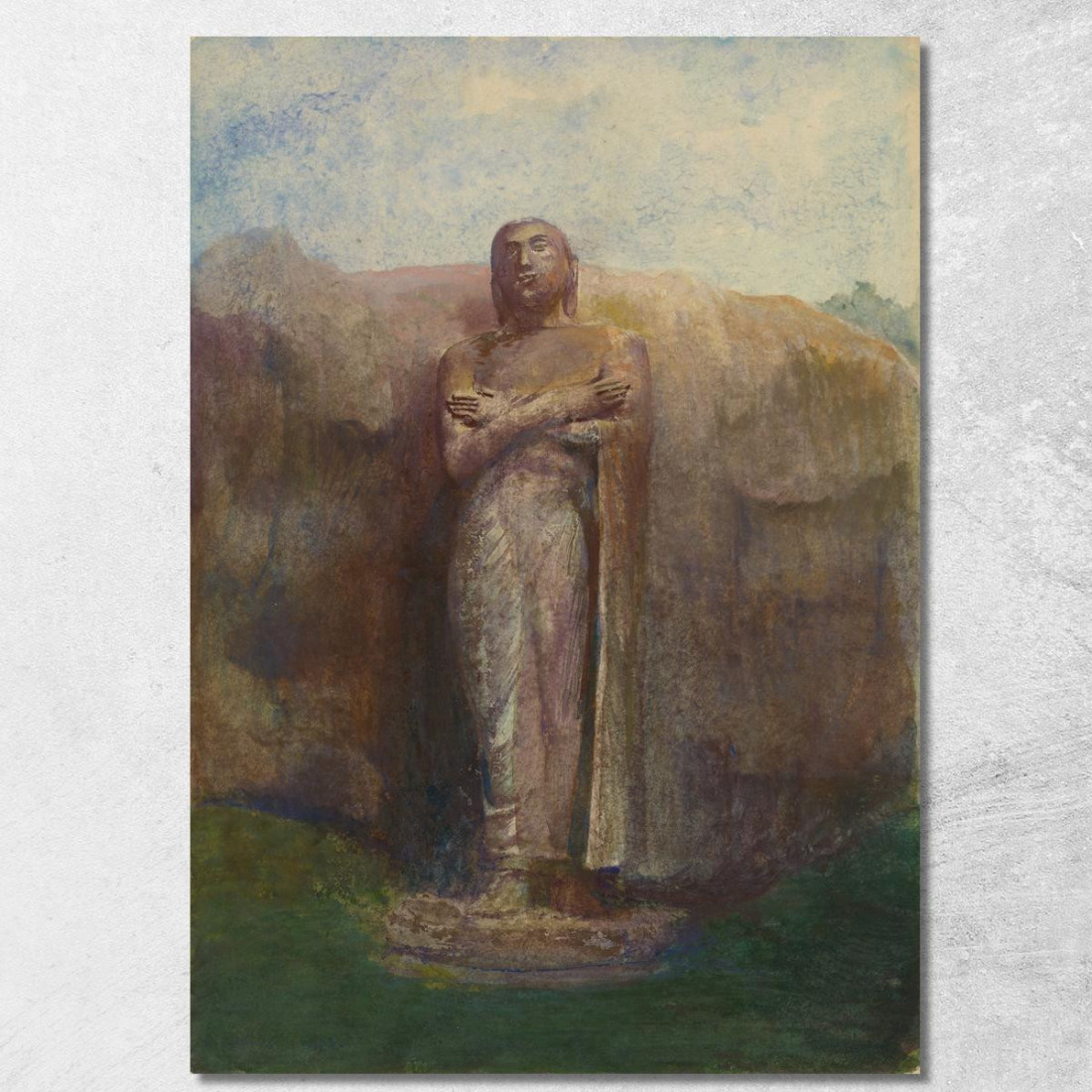 Statua Colossale Di Ananda Vicino Alla Città In Rovina Di Pollanarua Ceylon John La Farge jlf6 quadro stampato su tela