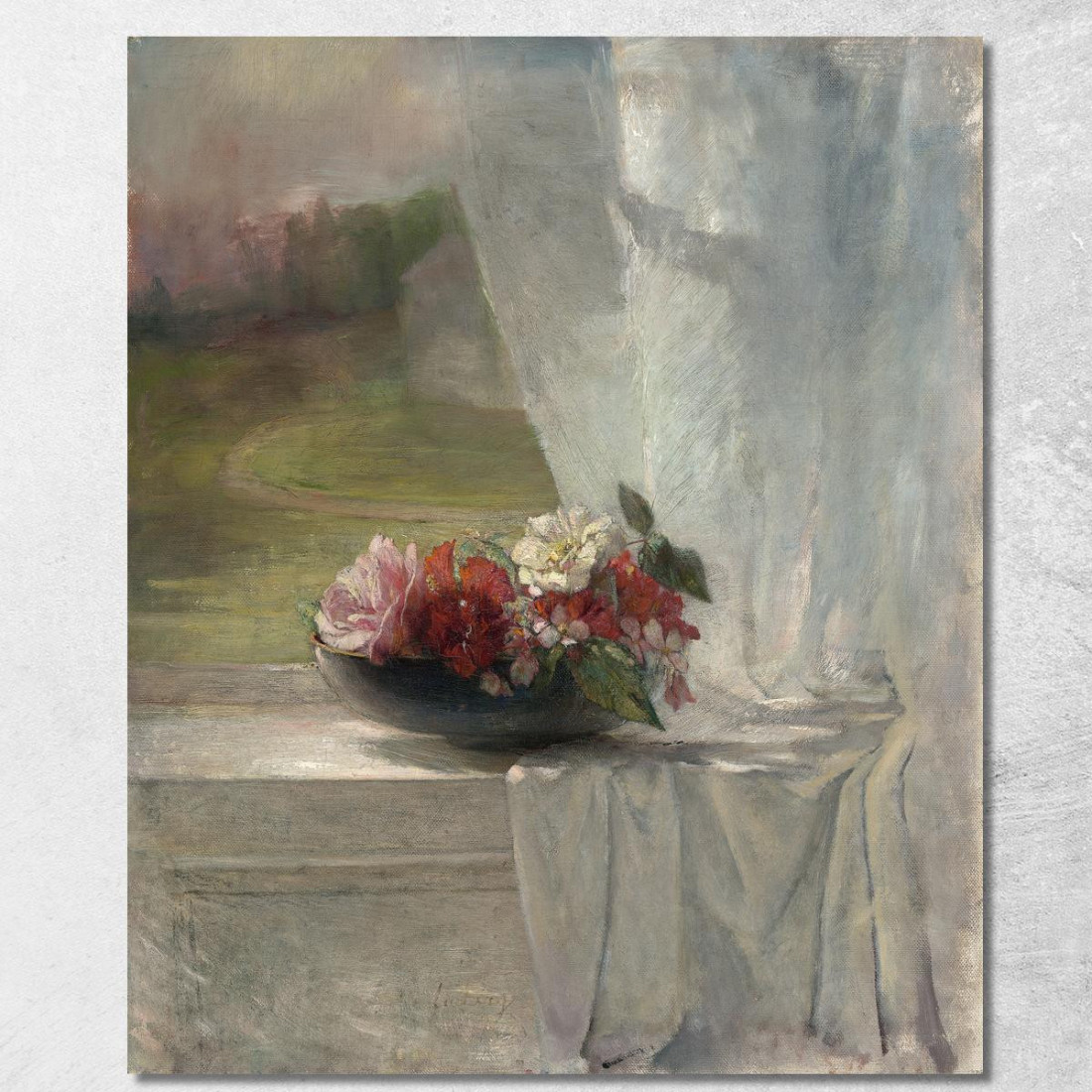 Fiori Sul Davanzale Di Una Finestra John La Farge jlf11 quadro stampato su tela