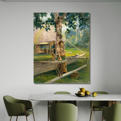 Ritratto Di Faase Il Taupo O Vergine Ufficiale Della Baia Di Fagaloa E Della Sua Duenna Samoa John La Farge jlf21 quadro stampa