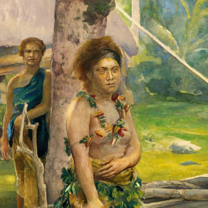 Ritratto Di Faase Il Taupo O Vergine Ufficiale Della Baia Di Fagaloa E Della Sua Duenna Samoa John La Farge jlf21 quadro stampa