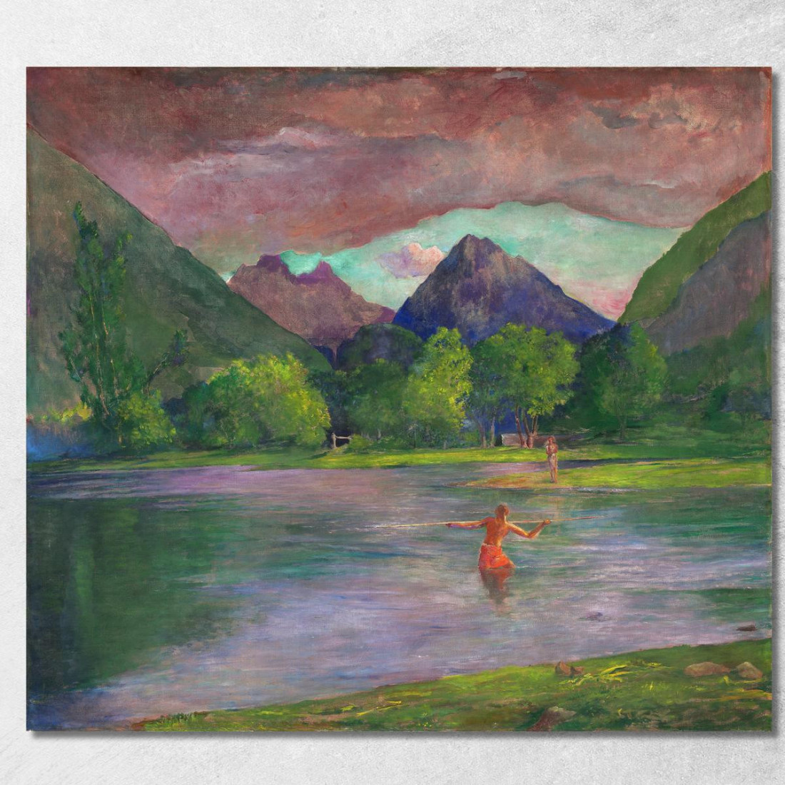 L'Ingresso Al Fiume Tautira Tahiti. Pescatore Che Pesca Con La Fiocina John La Farge jlf32 quadro stampato su tela L'Ingresso Al Fiume Tautira Tahiti. Pescatore Che Pesca Con La Fiocina John La Farge jlf32 quadro stampato su tela