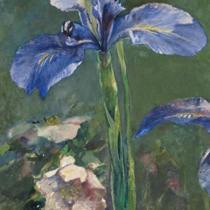 Rose Selvatiche E Iris John La Farge jlf44 quadro stampato su tela