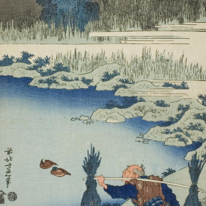 Un Contadino Che Attraversa Un Ponte katsushika hokusai khk1 quadro stampato su tela