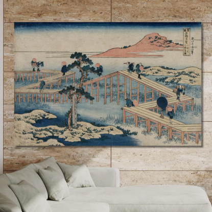 Un'Antica Immagine Del Ponte In Otto Parti Nella Provincia Di Mikawa katsushika hokusai khk2 quadro stampato su tela