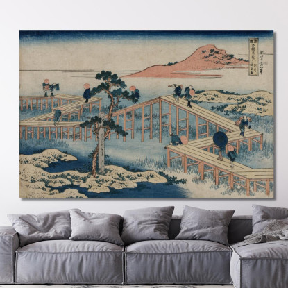 Un'Antica Immagine Del Ponte In Otto Parti Nella Provincia Di Mikawa katsushika hokusai khk2 quadro stampato su tela