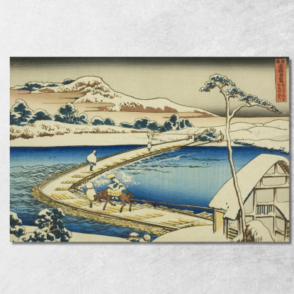 Antica Vista Del Ponte Di Barche A Sano A Kozuke katsushika hokusai khk3 quadro stampato su tela