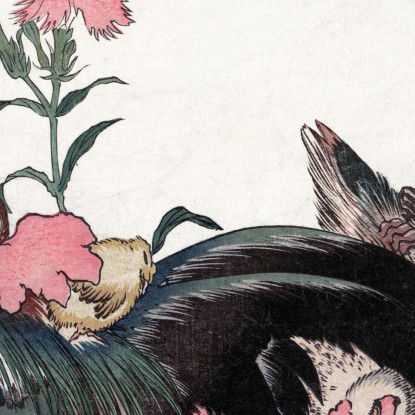 Gallo E Fiore katsushika hokusai khk11 quadro stampato su tela