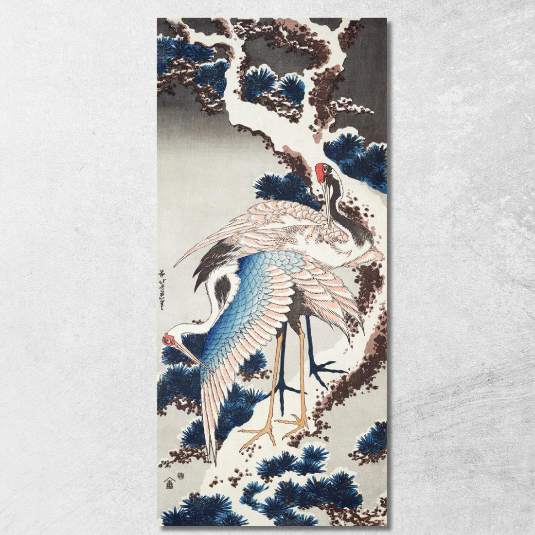 Gru Su Un Albero Innevato katsushika hokusai khk12 quadro stampato su tela