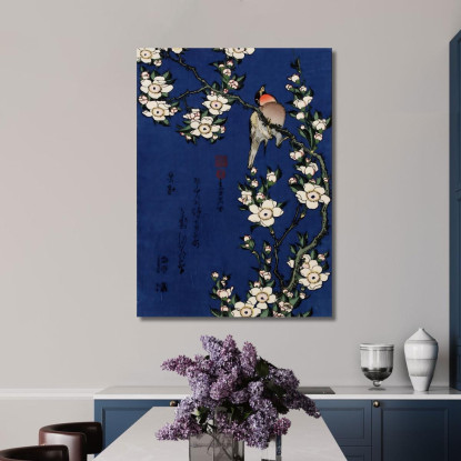 Raccolta Di Pettirossi Su Un Ramo Di Ciliegio Giapponese katsushika hokusai khk31 quadro stampato su tela