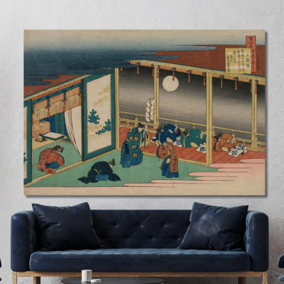 Poesia Dell'Imperatore Sanjo katsushika hokusai khk48 quadro stampato su tela