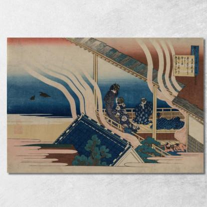 Poesia Di Fujiwara No Yoshitaka katsushika hokusai khk49 quadro stampato su tela