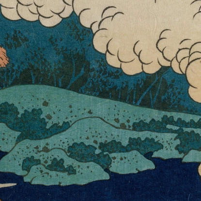 Poesia Di Kakinomoto No Hitomaro katsushika hokusai khk50 quadro stampato su tela