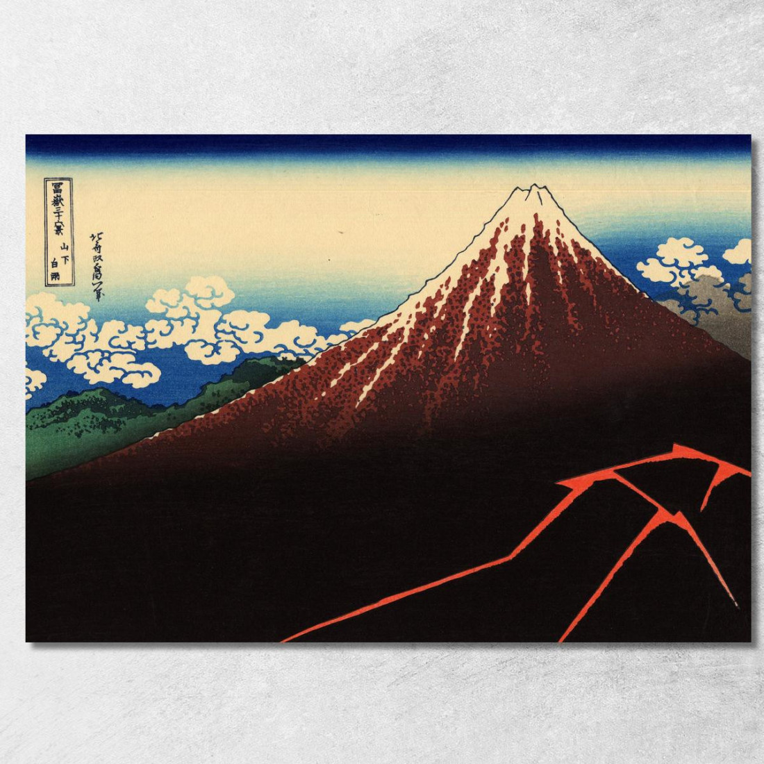 Temporale Sotto La Vetta katsushika hokusai khk54 quadro stampato su tela