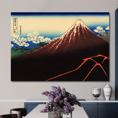 Temporale Sotto La Vetta katsushika hokusai khk54 quadro stampato su tela