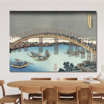 Il Festival Delle Lanterne Sul Ponte Temma katsushika hokusai khk79 quadro stampato su tela