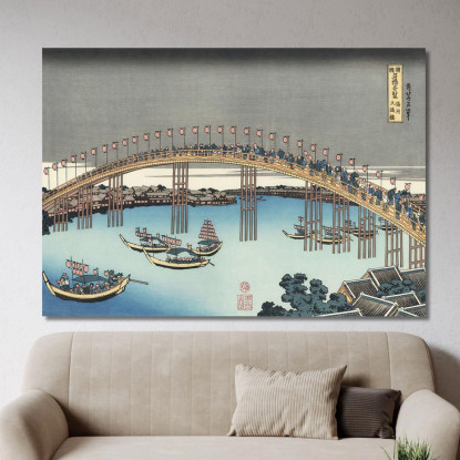 Il Festival Delle Lanterne Sul Ponte Temma katsushika hokusai khk79 quadro stampato su tela