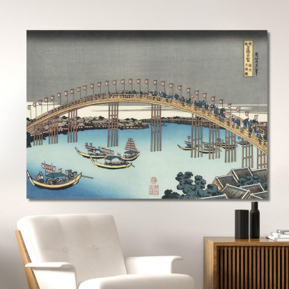 Il Festival Delle Lanterne Sul Ponte Temma katsushika hokusai khk79 quadro stampato su tela