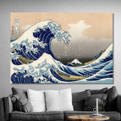 La Grande Onda Di Kanagawa Rimasterizzata katsushika hokusai khk82 quadro stampato su tela