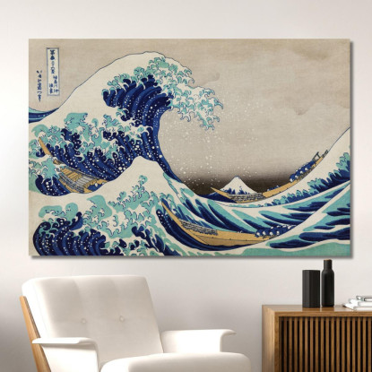 La Grande Onda Di Kanagawa katsushika hokusai khk83 quadro stampato su tela