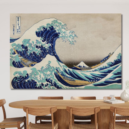 La Grande Onda Di Kanagawa katsushika hokusai khk83 quadro stampato su tela