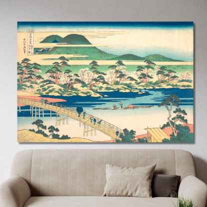 Ponte Togetsu Ad Arashiyama A Yamashiro katsushika hokusai khk94 quadro stampato su tela