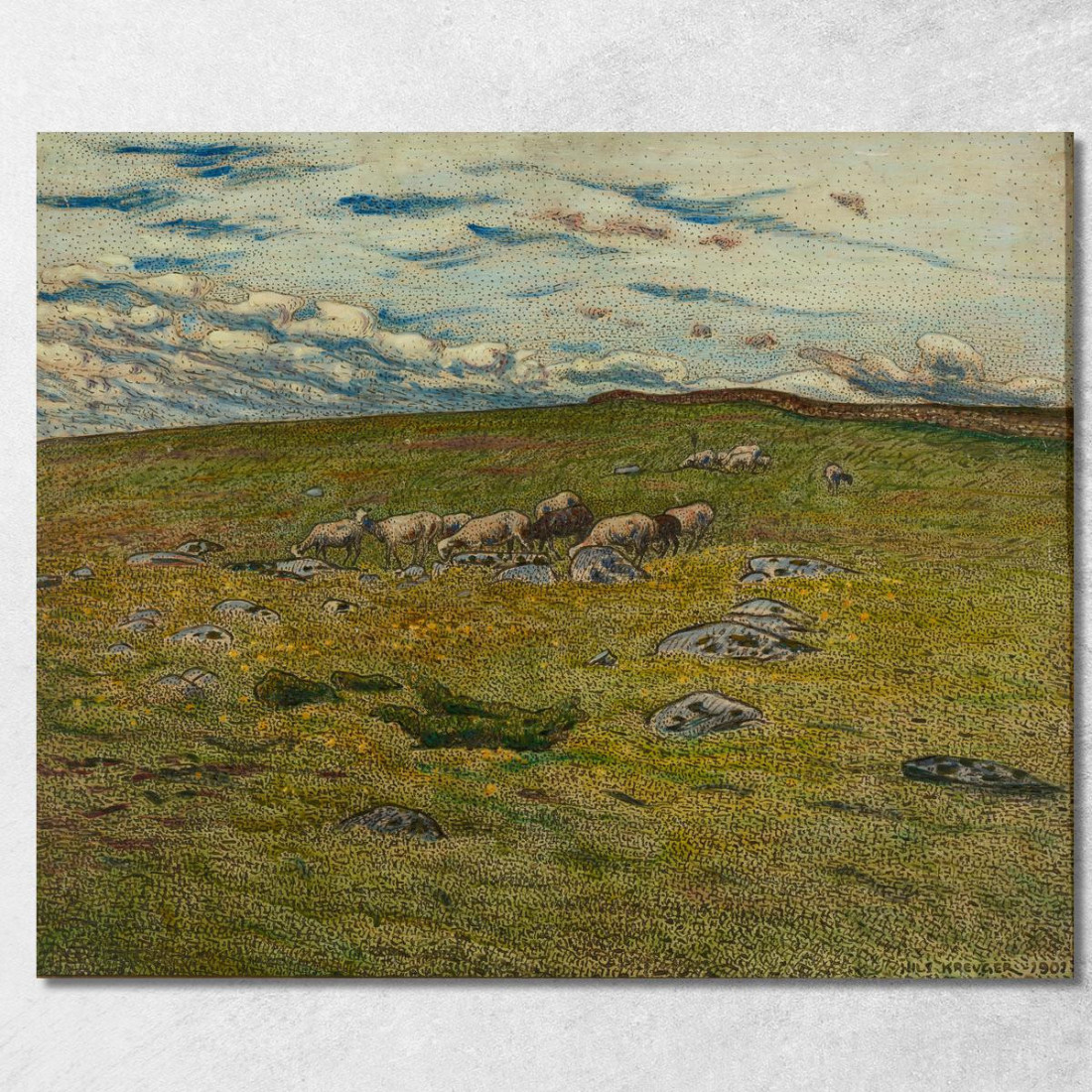 Pecore Al Pascolo Nils Kreuger nkr21 quadro stampato su tela Pecore Al Pascolo Nils Kreuger nkr21 quadro stampato su tela
