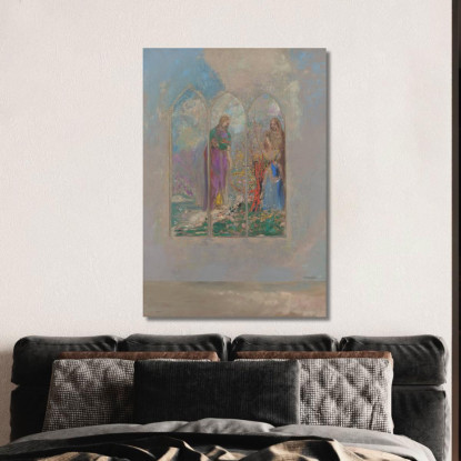 Devozione Vicino A Un Cespuglio Rosso Odilon Redon ord18 quadro stampato su tela