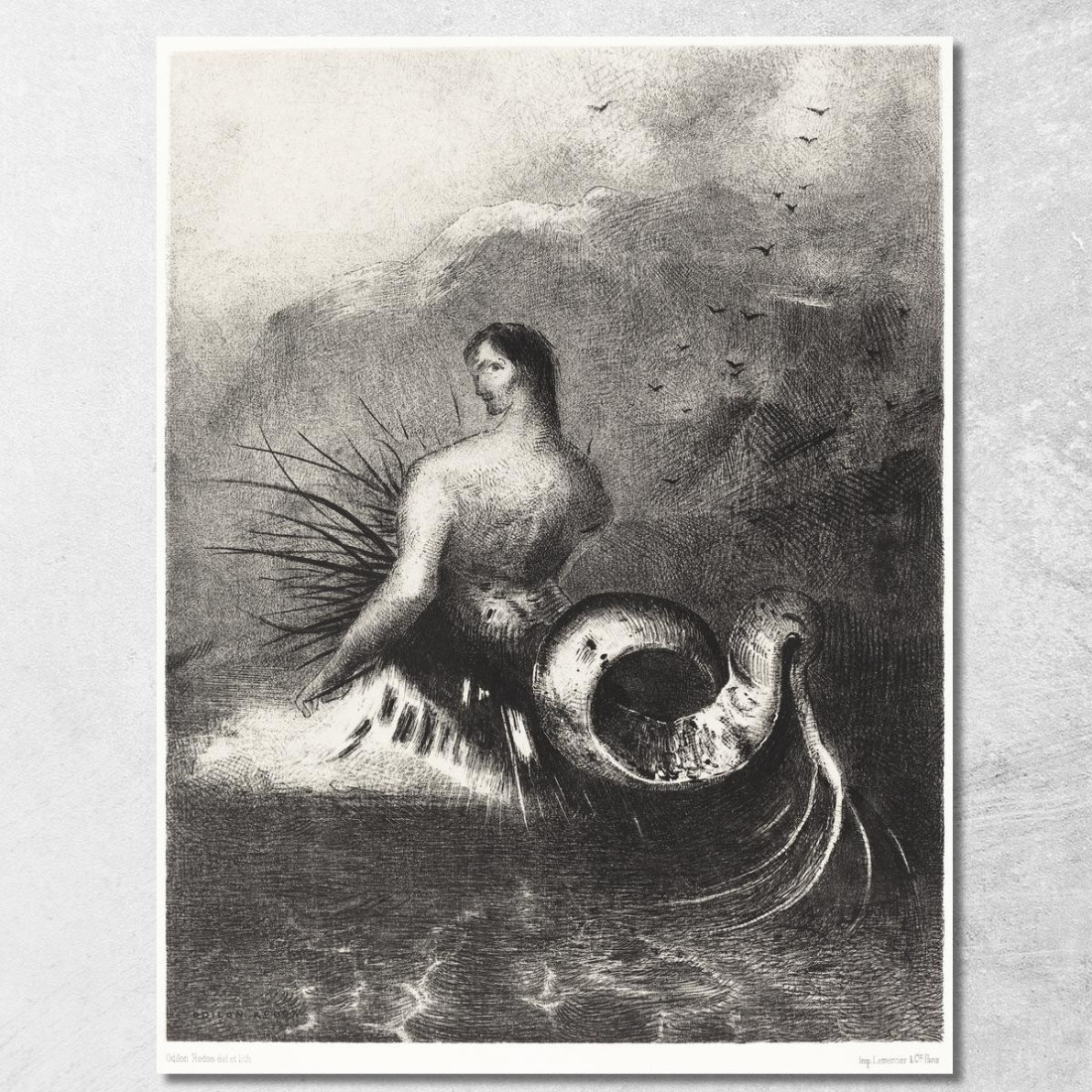 La Sirena Vestita Di Punte Emerse Dalle Onde Odilon Redon ord79 quadro stampato su tela La Sirena Vestita Di Punte Emerse Dalle Onde Odilon Redon ord79 quadro stampato su tela