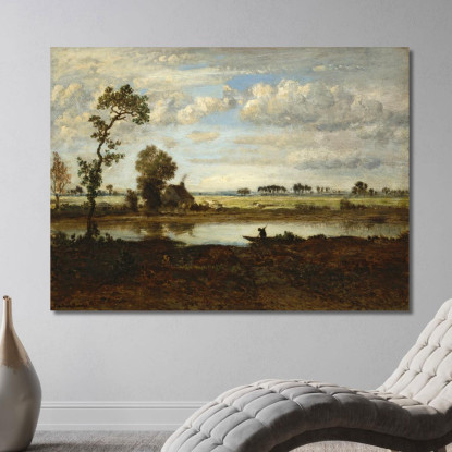 Paesaggio Con Barcaiolo Théodore Rousseau trs18 quadro stampato su tela