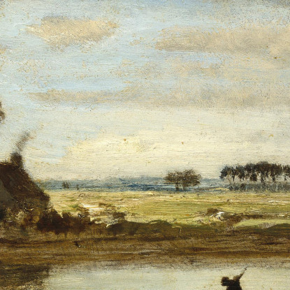 Paesaggio Con Barcaiolo Théodore Rousseau trs18 quadro stampato su tela