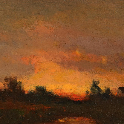 Paesaggio Con Tramonto Théodore Rousseau trs20 quadro stampato su tela