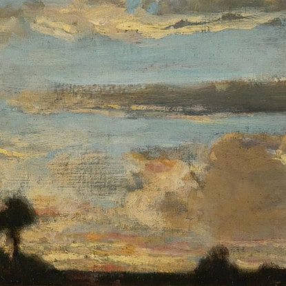 Sole Al Tramonto Théodore Rousseau trs32 quadro stampato su tela