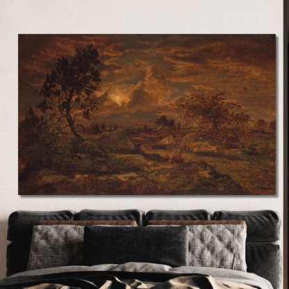 Tramonto Vicino Ad Arbonne Théodore Rousseau trs34 quadro stampato su tela