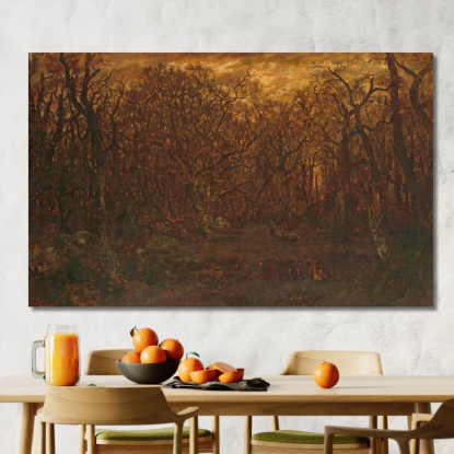 La Foresta In Inverno Al Tramonto Théodore Rousseau trs37 quadro stampato su tela