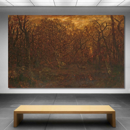 La Foresta In Inverno Al Tramonto Théodore Rousseau trs37 quadro stampato su tela