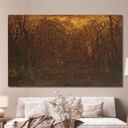 La Foresta In Inverno Al Tramonto Théodore Rousseau trs37 quadro stampato su tela