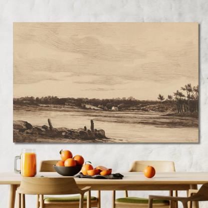 Il Fiume Loing Ai Margini Della Foresta Di Fontainebleau Théodore Rousseau trs39 quadro stampato su tela