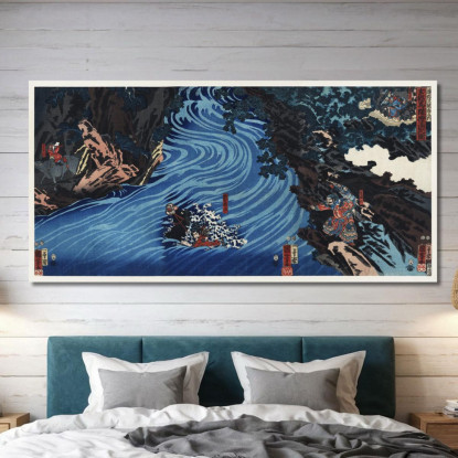 Gentoku Uma O Odorashite Tankei O Koeru Zu Utagawa Kuniyoshi ukn12 quadro stampato su tela