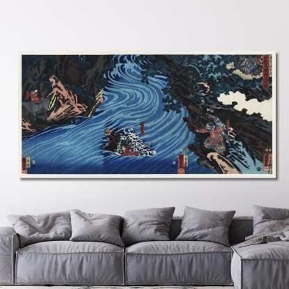 Gentoku Uma O Odorashite Tankei O Koeru Zu Utagawa Kuniyoshi ukn12 quadro stampato su tela