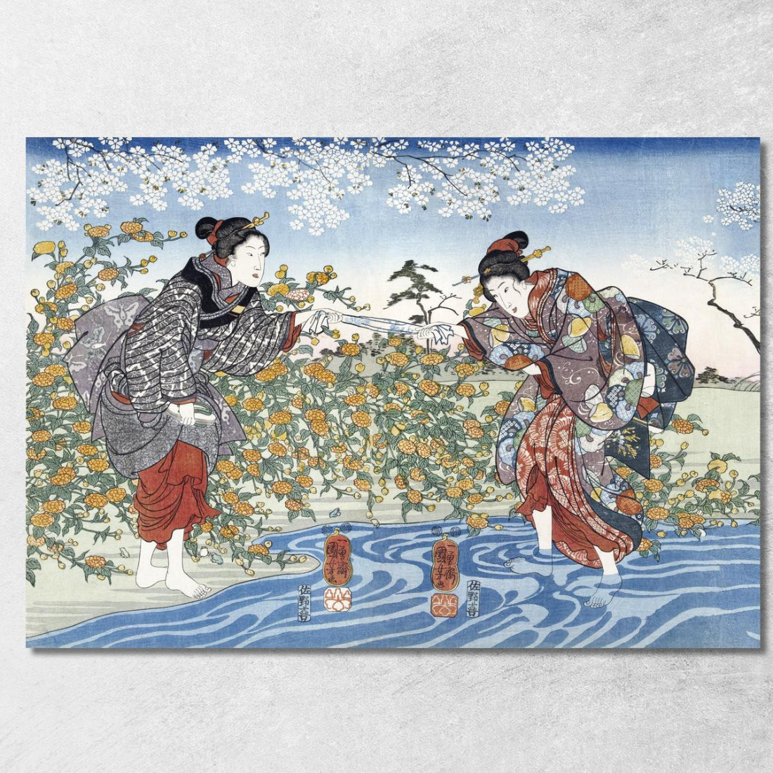 Ragazze Giapponesi Di Ide Tama River Utagawa Kuniyoshi ukn15 quadro stampato su tela Ragazze Giapponesi Di Ide Tama River Utagawa Kuniyoshi ukn15 quadro stampato su tela