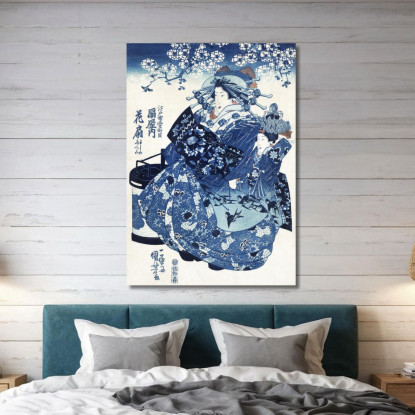 Donna Giapponese Utagawa Kuniyoshi ukn16 quadro stampato su tela