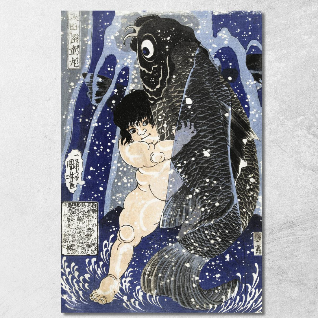 Kintaro Lotta Con La Carpa Utagawa Kuniyoshi ukn18 quadro stampato su tela Kintaro Lotta Con La Carpa Utagawa Kuniyoshi ukn18 quadro stampato su tela