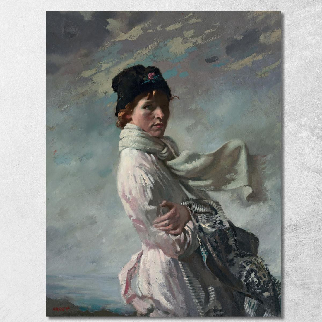 Nella Baia Di Dublino Ritratto Della Moglie Dell'Artista William Orpen wrp42 quadro stampato su tela Nella Baia Di Dublino Ritratto Della Moglie Dell'Artista William Orpen wrp42 quadro stampato su tela