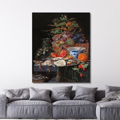 Frutta E Ostriche Abraham Mignon amn4 quadro stampato su tela
