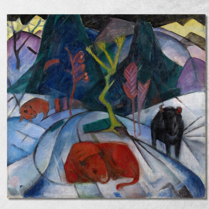 Un Bisonte In Inverno Il Bisonte Rosso Franz Marc fmr1 quadro stampato su tela